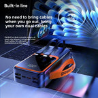 120W 50000mAh Power Bank for IPhone Samsung Xiaomi Mobile Phone Built-in Cable with Digital Display and Two-way Fast Charging