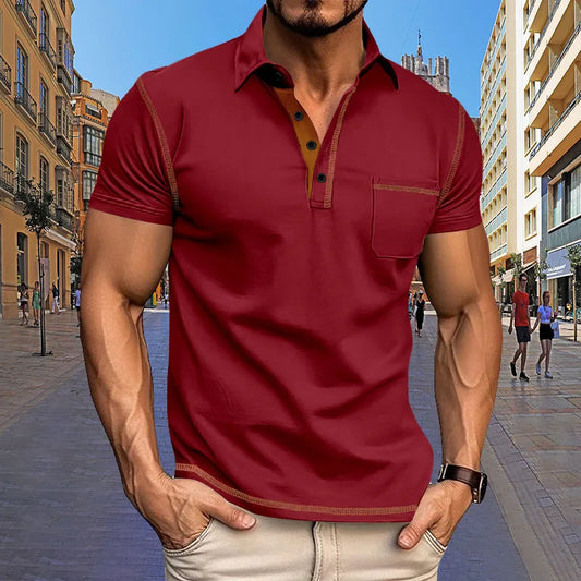 2024 New Summer Mens Lapel Pocket Polo Shirt Breathable Polyester Short Sleeve Tops Casual Daily Office Business Wear For Men