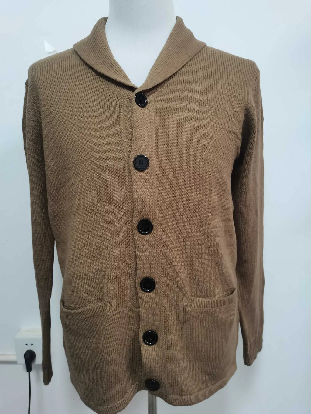 Casual Fashion Men's Lapel Pure Cardigan Solid Color Sweater in Autumn and Winter Warm Knitted Jacket