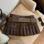 Leopard Print High-Waist Short Skirt Women'S Y2k Sexy Hot Girl New Slim Pleated Skirts Aesthetic High Street Retro A-Line Skirt