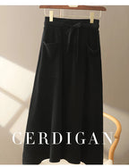 Autumn And Winter100% Pure Wool Skirt Women's Long Pocket Small A Skirt High Waist Slim Cashmere Knit A-Line Skirt