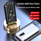 20000mAh Portable Charger Power Bank with Built in Cable Mobile External Battery for iPhone 15 13 Samsung S22 Xiaomi 14 10000mAh