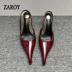 Women's Designer Heels Patent Leather Pointed Toe Sculptural Thin High Heels Sandals Pumps Runway Chic Luxury Party Dress Shoes