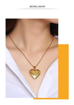 Vnox Light Heart Locket Pendants for Women Men Openable Photo Frame Glossy Stainless Steel Necklaces Family Love Collar