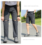 Men's 2 in 1 Convertible Hiking Pant Quick Dry Elastic Outdoor Running Cargo Trouser Summer Waterproof Fishing Camping Plus Size