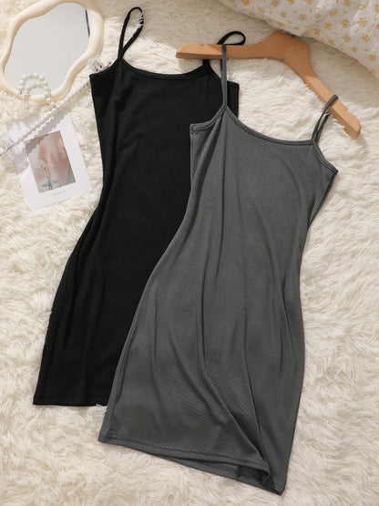 New Summer Stretch Mini Dress 2026 Women Sexy Bodycon Skirt Strap Beach Outfit Tight Wrap Hip Dress Sleeveless Camisole Sundress