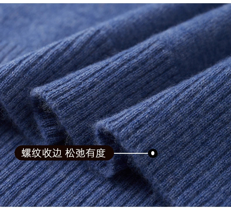 100% Pure Wool Sweater Autumn Winter New Men's Cardigan V-Neck Buckle Jacket Loose Casual Cashmere Knitted Sweater Long Sleeveds