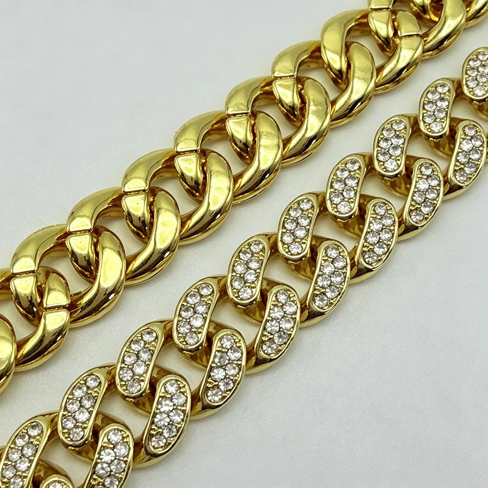 12.5mm Iced Out Miami Cuban Link Necklaces Free Shipping Bling Rapper Chains For Men Hip Hop Daily Party Fashion Jewelry Gift