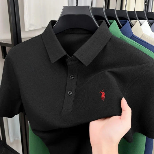 Luxury brand pony embroidered short sleeve men's polo shirt new business casual breathable summer comfort high-end Paul T-shirt