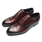 Luxury Italian Men's Wedding Dress Shoes Genuine Leather Cap Toe Lace-up Oxfords Lace-up Brogue Black Business Formal Shoes Man