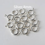 925 Sterling Silver Spring Ring Clasp with Open Jump Ring, 5-8mm Spring Ring Clasps with Open Ring For Jewelry Making Findings