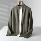 100% Merino Wool Men's Warm Sweater Mock Collar Thickened Zippered Cardigan Autumn Winter New Cashmere Knitted Long Sleeve Tops