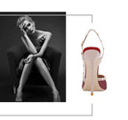 New Sexy Wine Red European and American High Heels for Women Slim Heels Pointed Toes, Shallow Mouth, Riveted Single Shoe Sandals