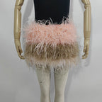 True ostrich feather Multicolor Mini Skirt Elastic Waist  Sexy Clothing Club Party Dance Rave Short Skirt Note select 3 colors