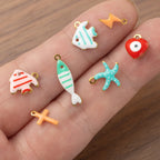 20pcs Stainless Steel Enamel Charms Mixed Moon Star Cross Fish Animal Charm Pendant DIY for Necklace Bracelet Jewelry Making