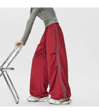 American Striped Quick - Drying Relaxed Pants for Men, Straight - Leg Wide - Leg Cargo Design Streetwear Couple's Work Trousers