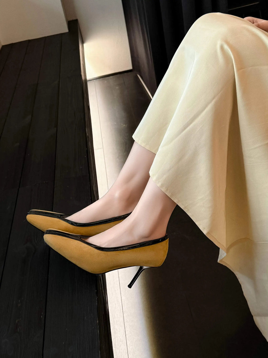 Krazing Pot Superstar Kid Suede Shallow Square Toe High Heels Spring Autumn Shoes Office Lady Party Wedding Dress Women Pumps
