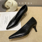Sandals Luxury Brand Sexy Dress Shoes Elegant Chunky 5.5cm Heeeled Pumps Sexy Pointed Toe Evening Shoes Women Shoes V Cut Shoes