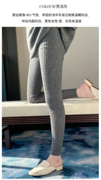 Autumn Winter 100% Merino Wool Leggings for Women Thickening Leggings Small Feet Pencil Pants Outdoor Casual Stretchy Pants