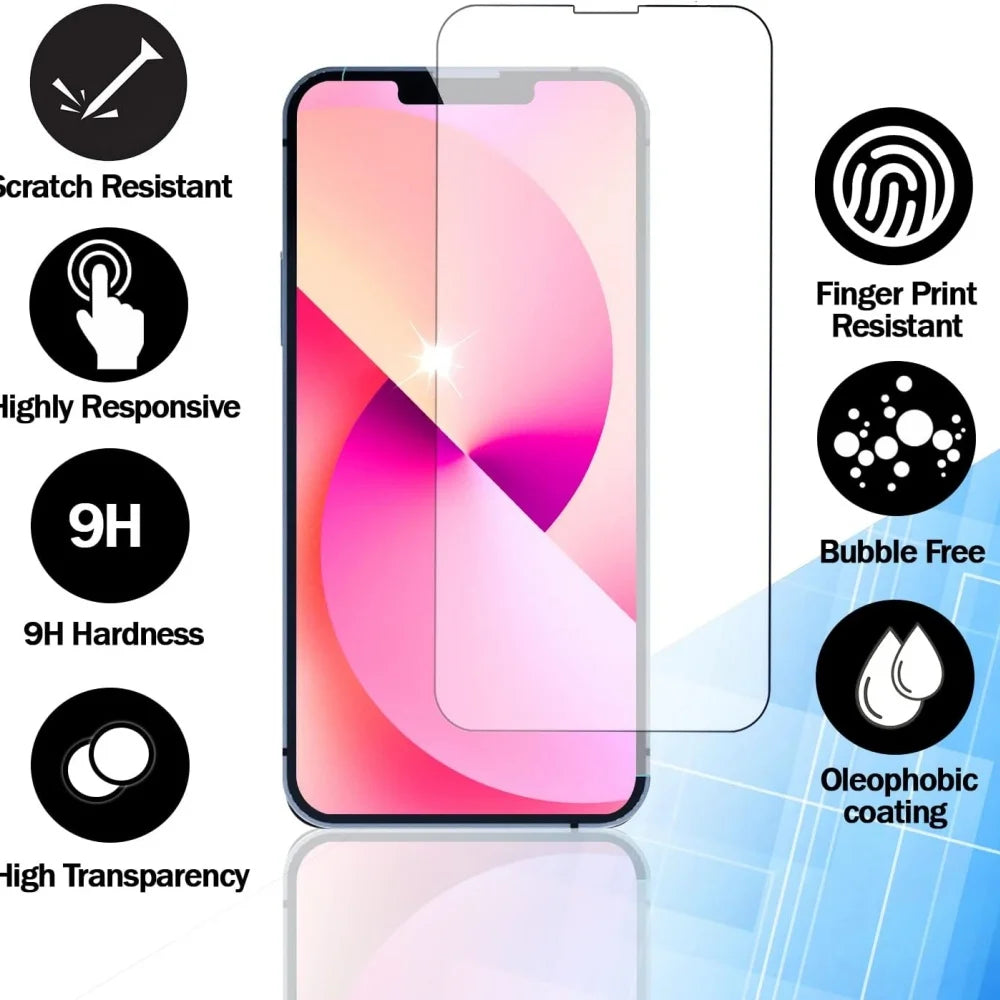 2~4PCS Screen Protector For iPhone 17 16 Pro Max Tempered Glass For iPhone 17e 16e 15 14 13 12 11 Pro Max Phone Film iPhone 17