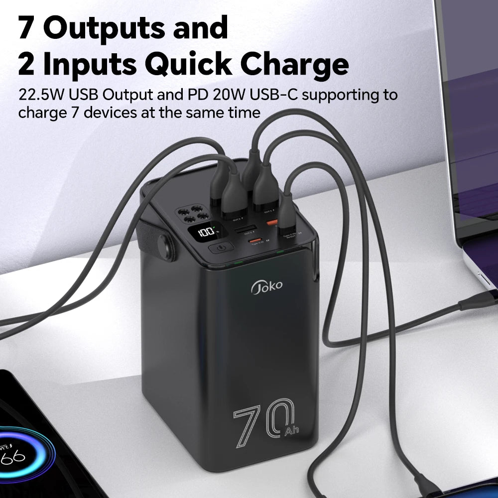70000mAh Power Bank  With 20W PD 22.5W QC Quick Charging Powerbank Support FCP AFC VOOC 22.5 Portable PoverBank For Oppo Oneplus