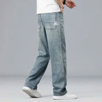 2026 New Summer Ultra-thin Lyocell Men's Jeans Drape Soft Fabric Loose Straight Casual Denim Pant Elastic Ice Silk Male Trousers