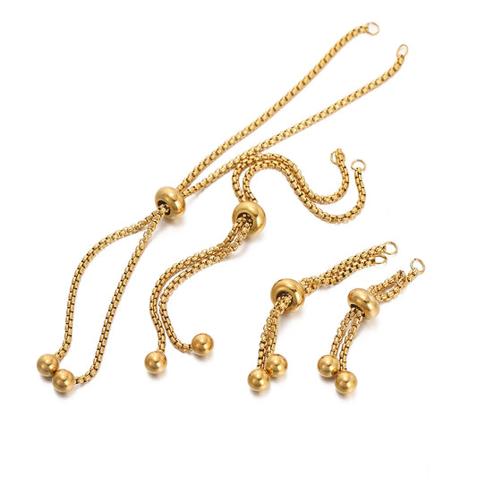 3pcs/lot 304 Stainless Steel Adjustable Slider Chains with Ball Ends for DIY Bracelet Pendants Jewelry Making Extender Chain