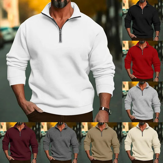 2026 Autumn Men's Zipper Pullover Turtlenecks Warm Sweaters Solid Color Long Sleeved Fashion Male Casual Daily Sweatshirt Top