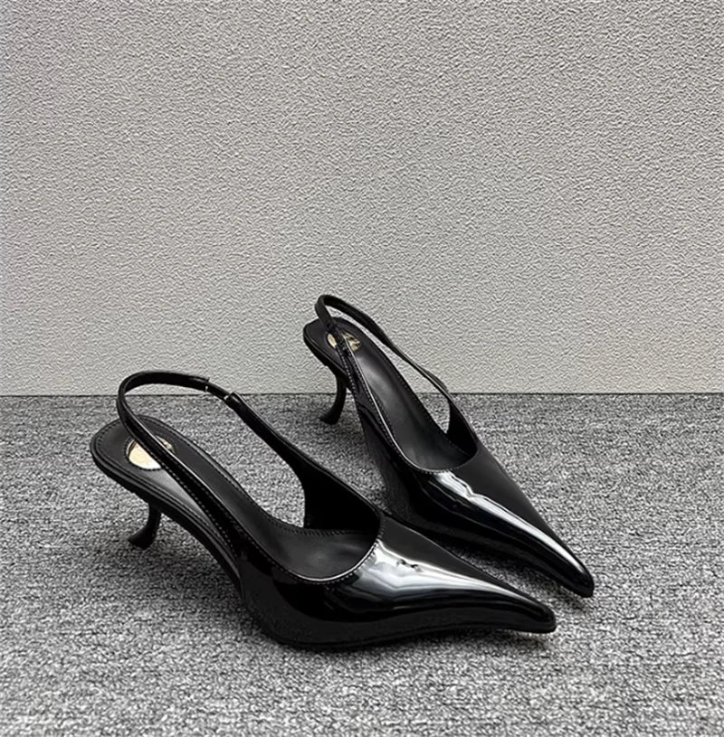 Women's Designer Heels Patent Leather Pointed Toe Sculptural Thin High Heels Sandals Pumps Runway Chic Luxury Party Dress Shoes