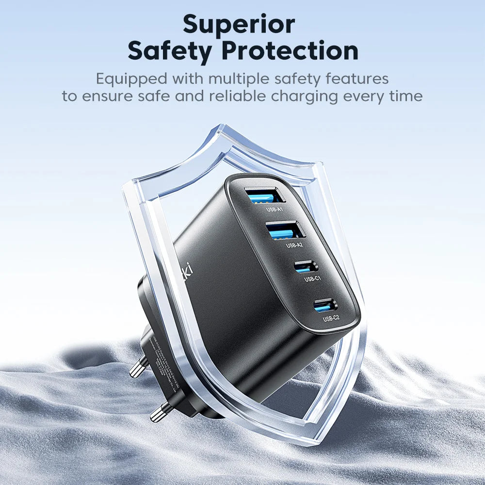Toocki 40W GaN Fast Charger QC4.0 PD3.0 AFC SCP 4 Port USB Type C Charger for iPhone 16 15 14 Samsung S25 S24 Xiaomi Huawei OPPO