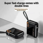 Portable Mini Power Bank, 66W, 20000mAh, Built-in Cable, PD20, Super Fast Charging, Compact, New