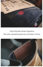 Maden Retro 14.5oz Selvedge Raw Denim for Men's Jeans with YKK Zipper Fly Embroidery Straight Jeans Classic Solid Color Trousers