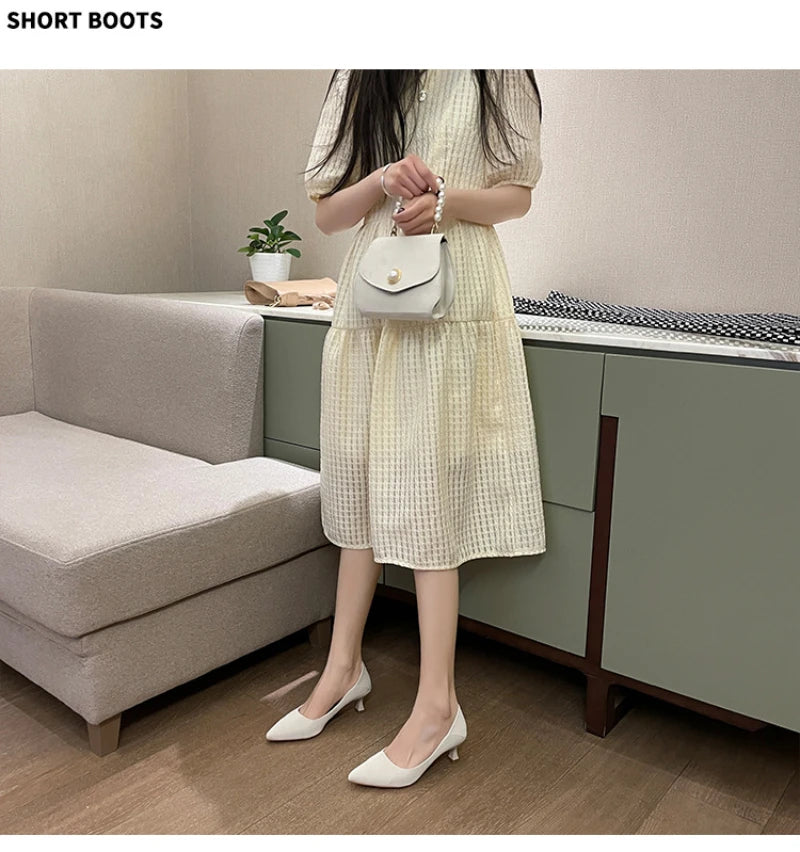Beige Pointed Toe Kitten Heel Pumps Slip On Dress Shoes Comfortable Non Slip For Business Office Wedding Party Daily Wear  New