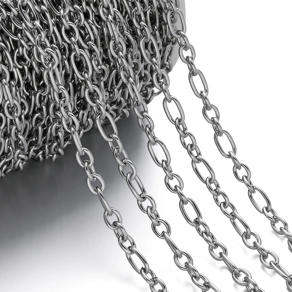 1Meter/Pack 304 Stainless Steel Knot Gold Steel Color Handmade Chains for DIY Necklace Bracelets Jewelry Making Accessories