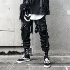 Y2K Joggers Cargo Pants For Men Casual Hip Hop Pocket Male Trousers Sweatpants Street Ribbons Techwear White Pant Pantalon Homme