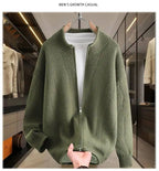 2026 Autumn Men's High Quality Comfortable Loose Solid Color Knitted Cardigan jacket Men's Fashion Trend Casual Sweater men