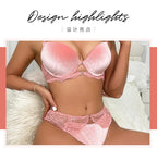 Autumn and Winter Velvet Bra Set Women's French Lace Patchwork Underwear Sexy Soft Steel Ring Ultrathin Lingerie Suit