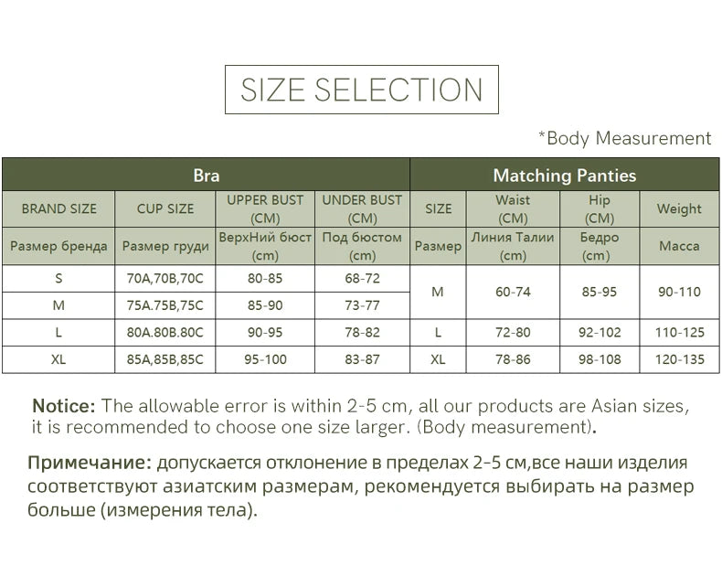 SUJIIN Sexy Embroidered Bra Sets for Women No Underwire Plunge Small Chest Bra and Panty Set Summer Female Lingerie MX287+N196