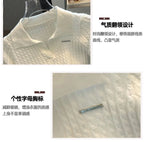 Summer Women's Polo-neck Short-sleeved Shirt Ice Silk Twist Stripe Knitting T-Shirt Thread Loose Minimalist Lapel Pullover Tees