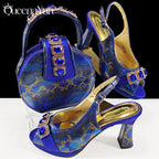 2025 Elegant Green Peep-Toe Women Heel Pumps for Italian Matching Party Shoes and Bags Set for Parties with Diamond Accents