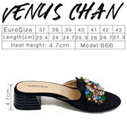Venus Chan 2026 Luxury Italian Dark Black Rhinestone Peep Toe High Heels & Matching Bag for Women - Elegant Sandals