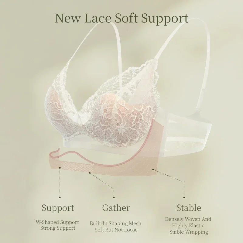 SUJIIN Women's Sexy Bra and Underwear Sets for Women Summer Wireless Lace Comfort Set Bras Women Small Chest Lingerie Lady MX325