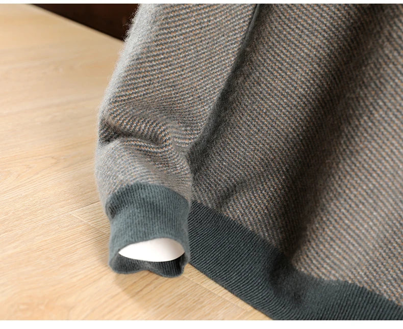 100% pure cashmere men's high-end brand semi-high neck thickened business casual autumn and winter mid-high neck base sweater