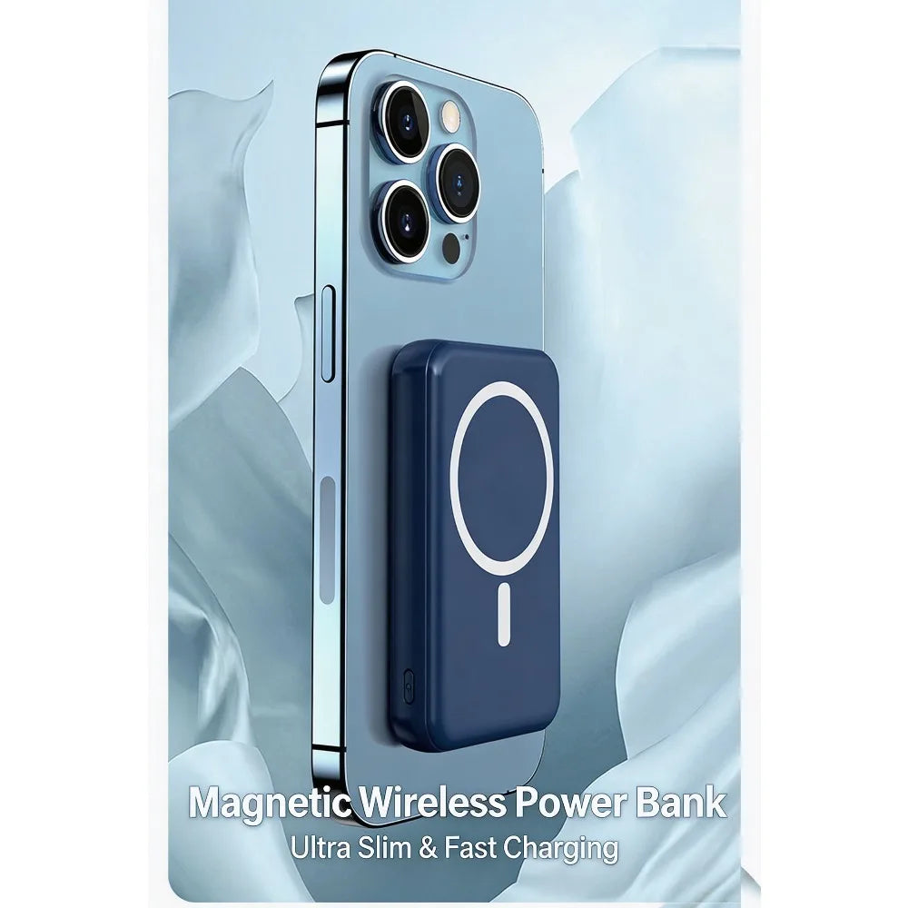 New LaunchMagnetic Wireless Fast Charging Power Bank Built-in Cable Mini Compact Portable External Battery Pack for Cell Phones