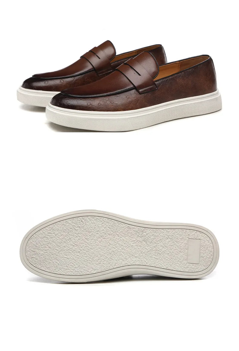 New 2025 Summer Men Casual Slip On Dress Shoes Black Brown British Style Platform Men Driving Loafers Shoes
