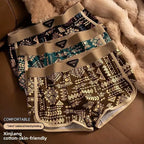 Retro Ethnic Style Men's Boxer Comfortable Briefs Design Vintage Print Elastic Underwear for Man Lingerie Mid Waist Underpants