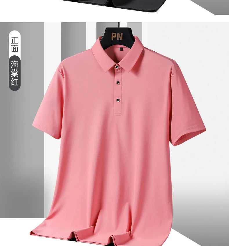 Summer Plus Size 7xl 8xl 9xl Polo Shirt Men Quick Dry Ice Silk Breathable Polo Men's Oversize Business Polo Shirt Brand Clothing