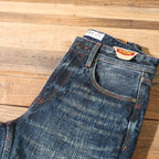 22oz Heavyweight 100% Cotton Washed Men's Selvedge Denim Jeans Taiwan Hand-spun Yarn Plant-dyed Standard Straight Fit Pants 5KM