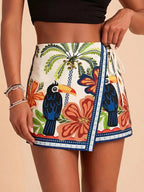 Women's Fashion Minimalist Shorts Tropical Vacation Elegant Casual Printed High Waist Shorts Spring Summer Beach Daily Pants