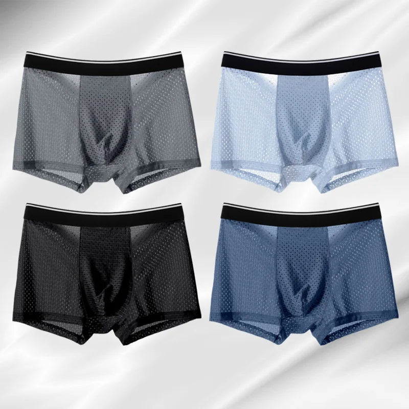 4Pcs Man Boxer Briefs Large Size M-6XL Men Panties Underwear Slip Homme Calzoncillos Bamboo Hole U Convex Pouch Male Underpants